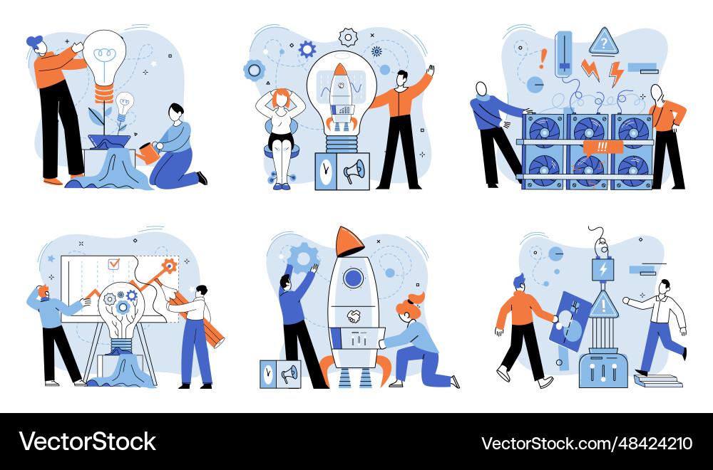 Team solving complex problems teamwork vector image