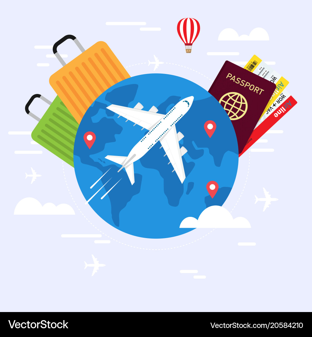 Travel Planning: Passport, Airplane, World Map – Royalty-Free Vector |  VectorStock, image size:1000x1080