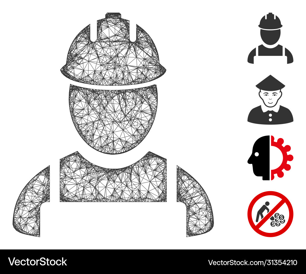 Worker web mesh Vector Image
