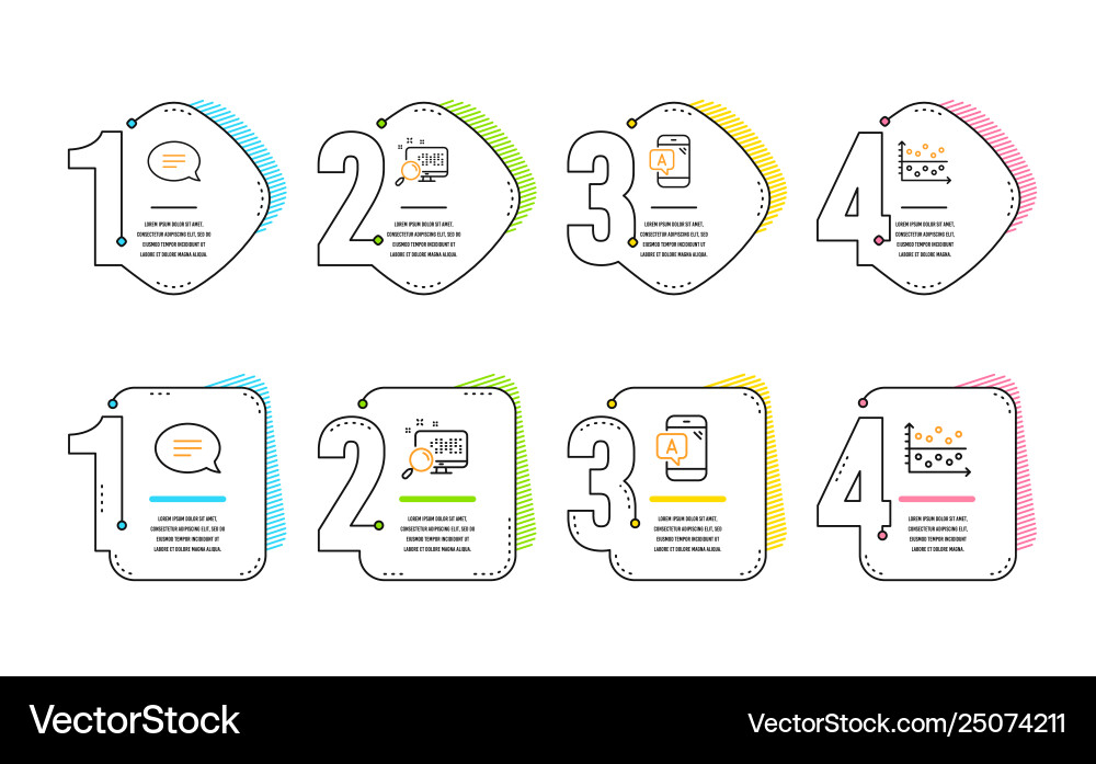 Ab Prüfung Chat und Suche Icons setzen Punkt-Plot Vektorbild