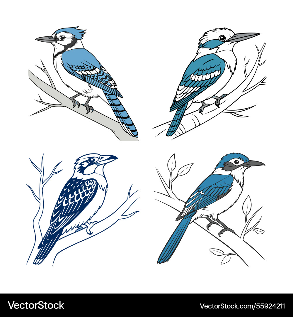 Ai-generated set of bird design Vector Image