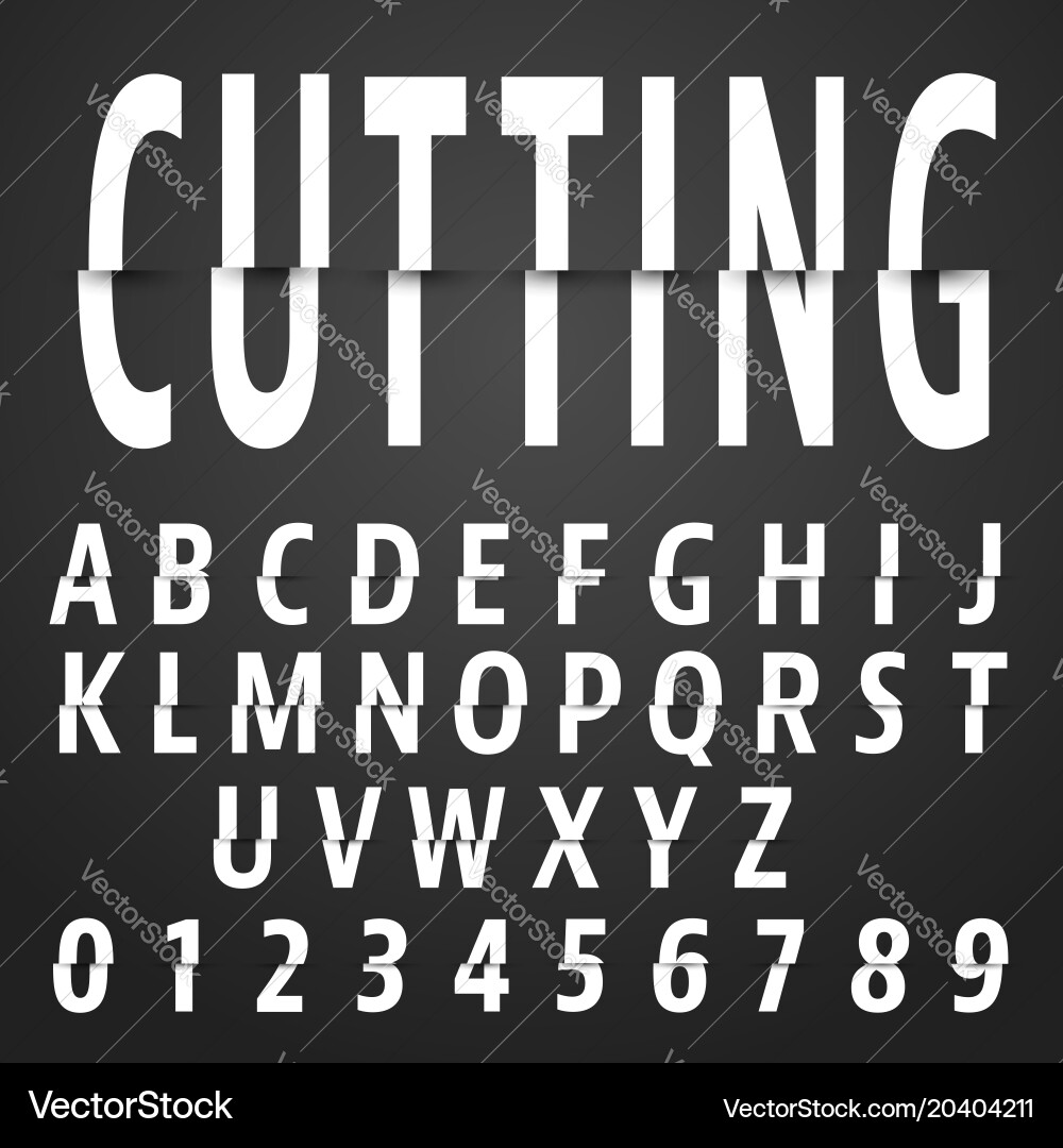 Alphabet font cutting design vector image