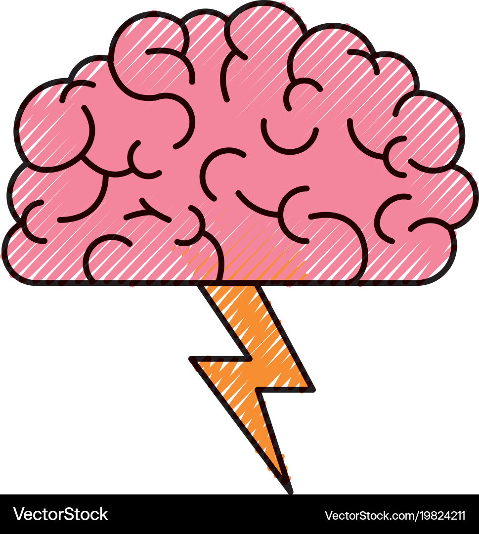 Brain in side view with lightning colored Vector Image