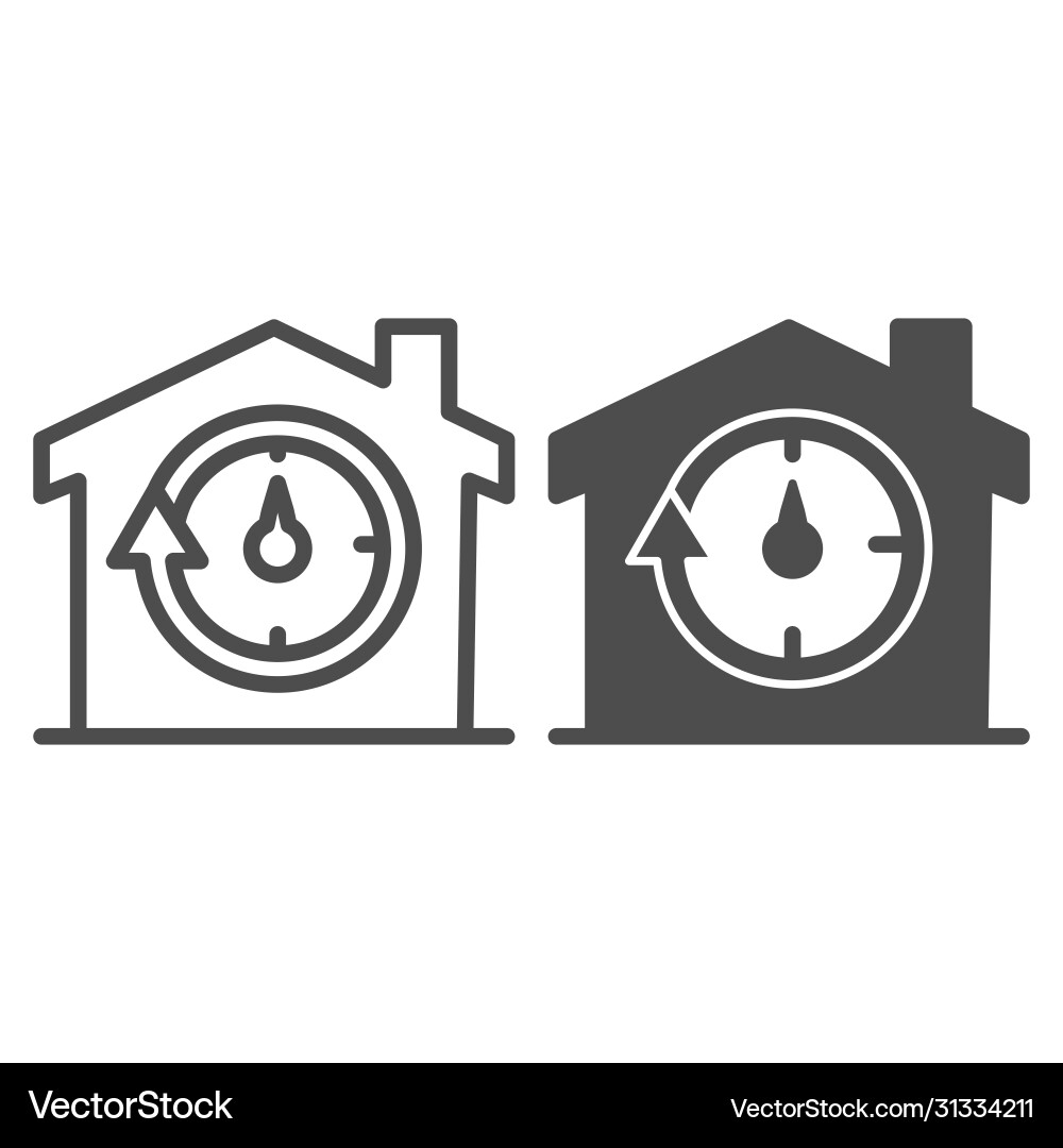 Building and stopwatch with arrow line solid Building and stopwatch with arrow line solid vector image