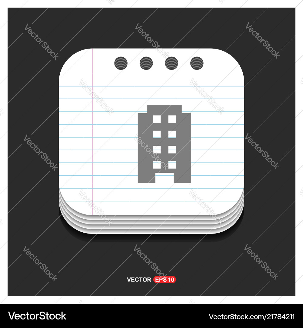 Building icon gray on notepad style template Building icon gray on notepad style template Vector Image