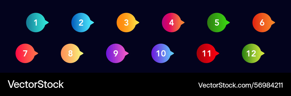 Colorful numbered bullet points for lists vector image