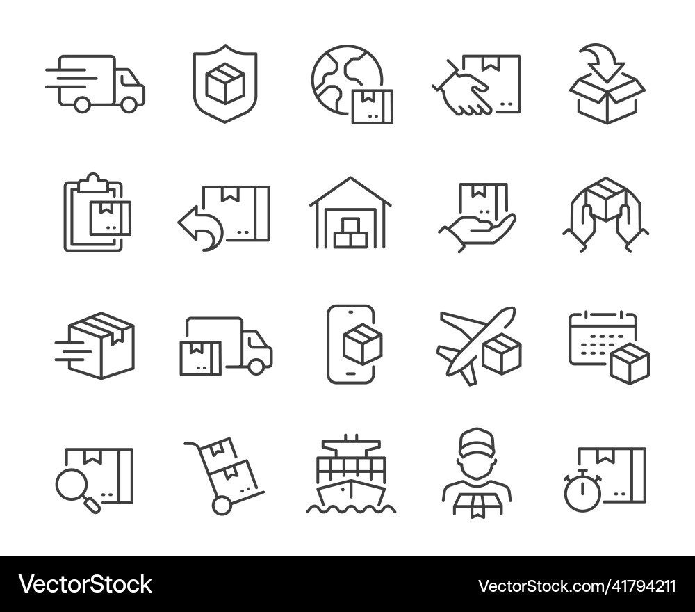 Delivery Icon Set - Linear Style vector image