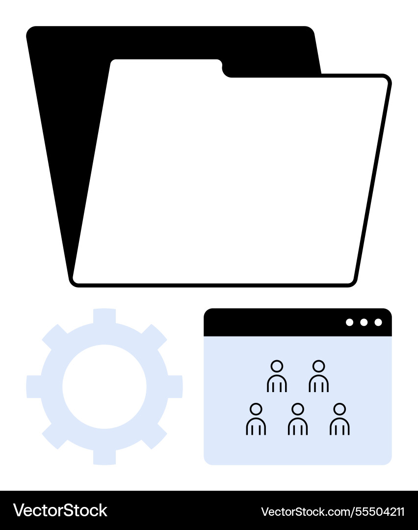 File folder user management interface and gear File folder user management interface and gear vector image