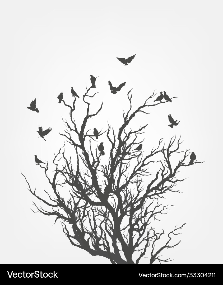 Flying Birds on Branch Vector Image
