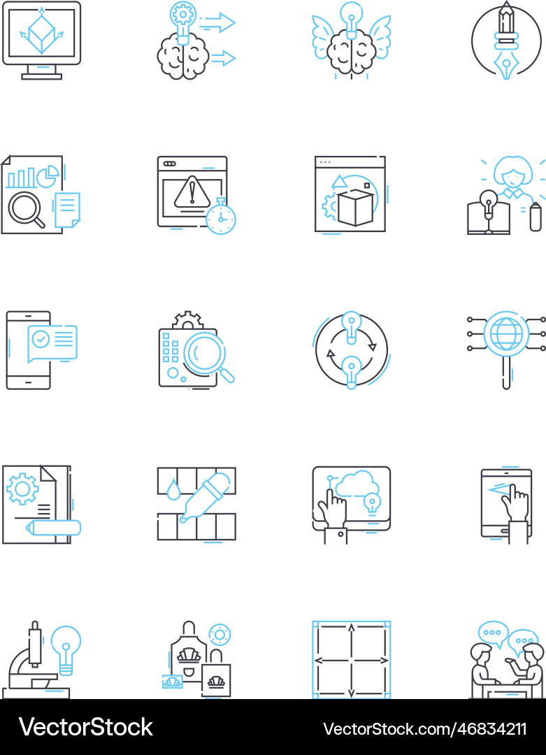 Graphic development linear icons set Graphic development linear icons set vector image