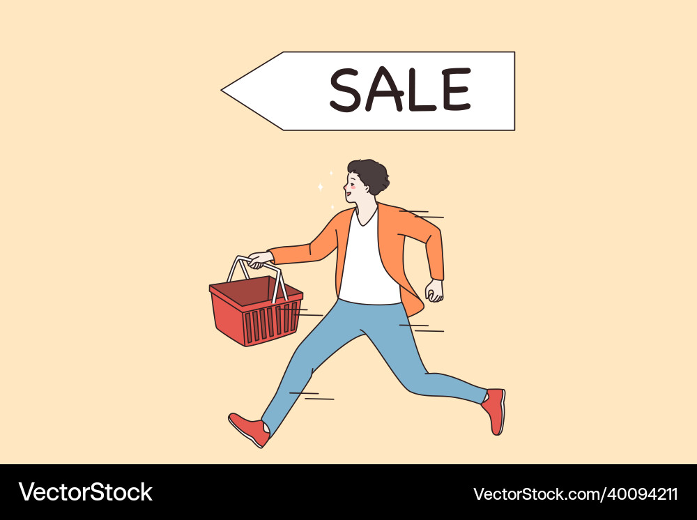 Happy man Lauf für guten Verkauf Rabatt Happy man Lauf für guten Verkauf Rabatt vektorbild