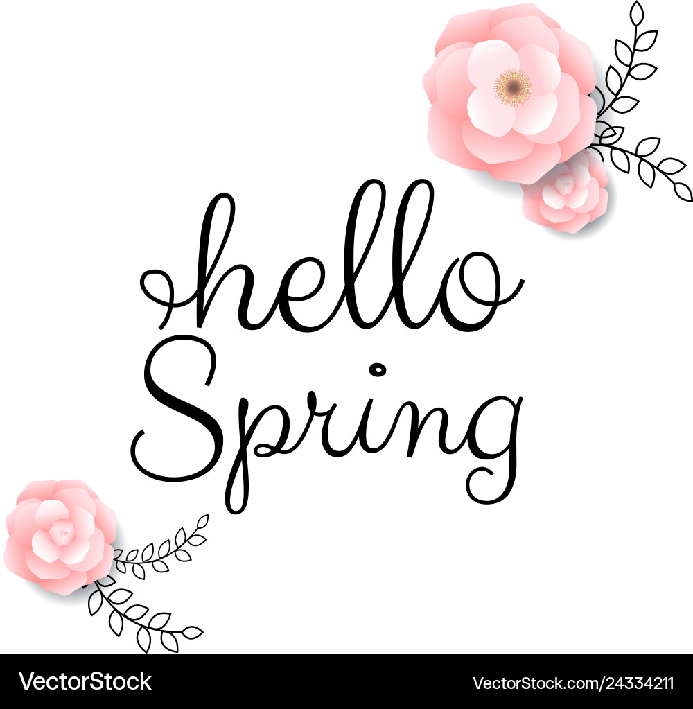 Hello spring text vector image