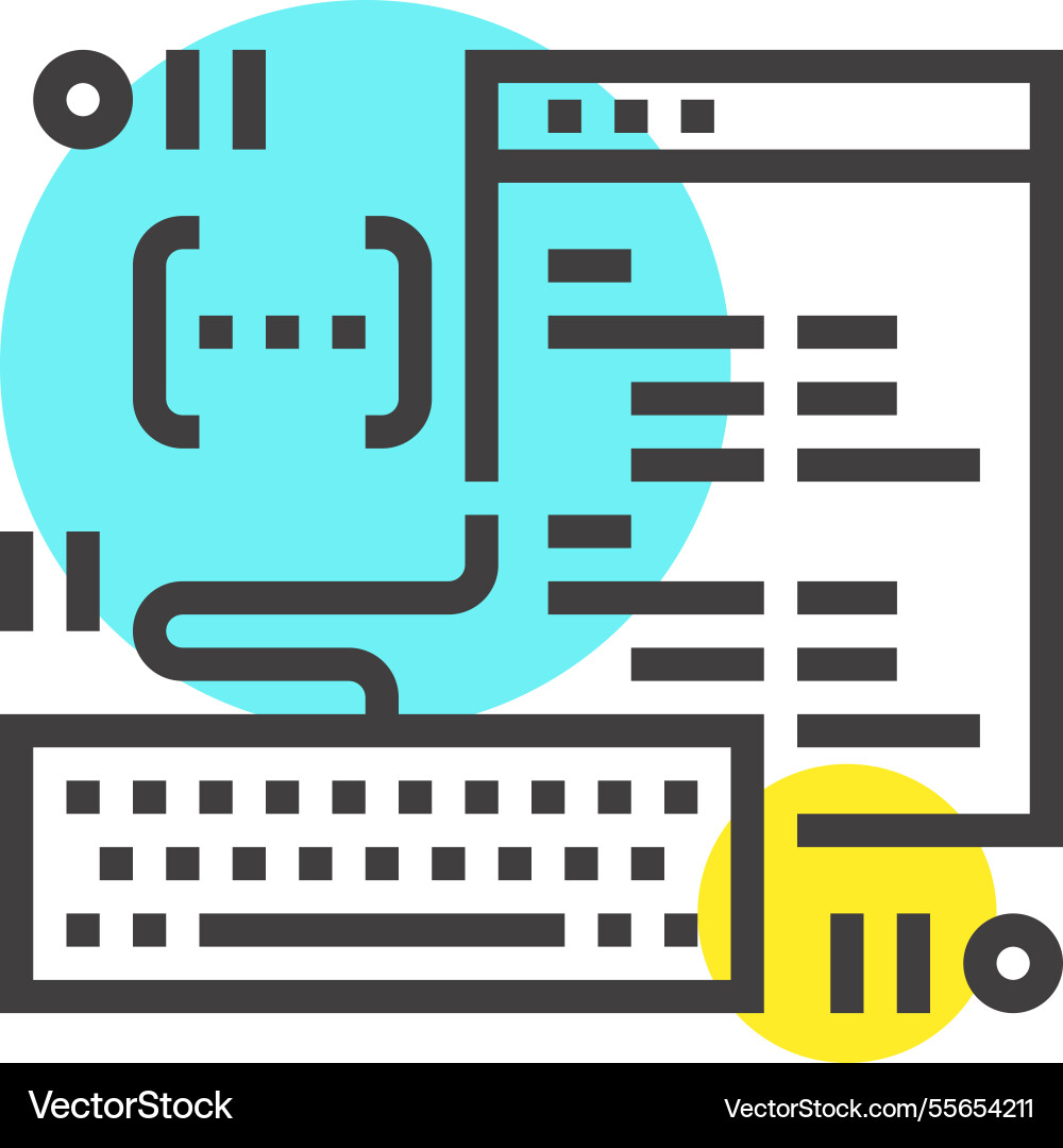 Kodierung flache Linie Web-Icon-Konzept Kodierung flache Linie Web-Icon-Konzept vektorbild