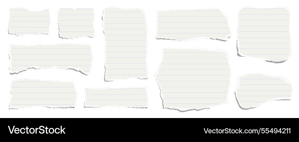 Langer horizontaler Satz von gerissenen Stücken Papier Langer horizontaler Satz von gerissenen Stücken Papier vektorbild