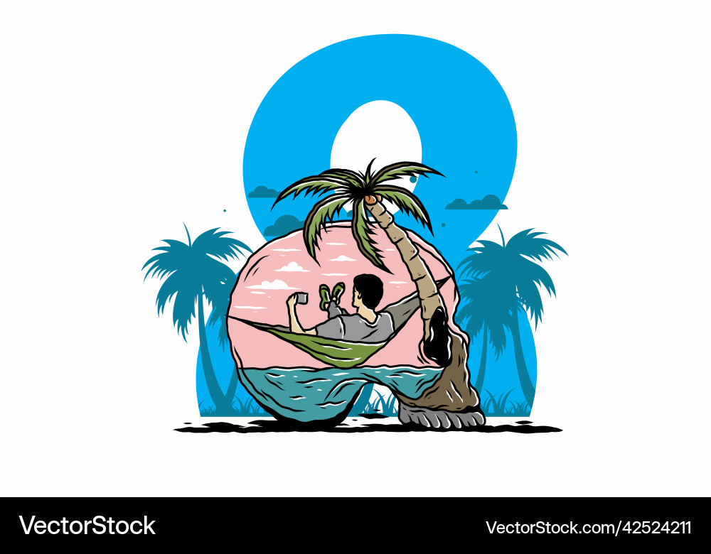Man on hammock in skull shape Man on hammock in skull shape vector image