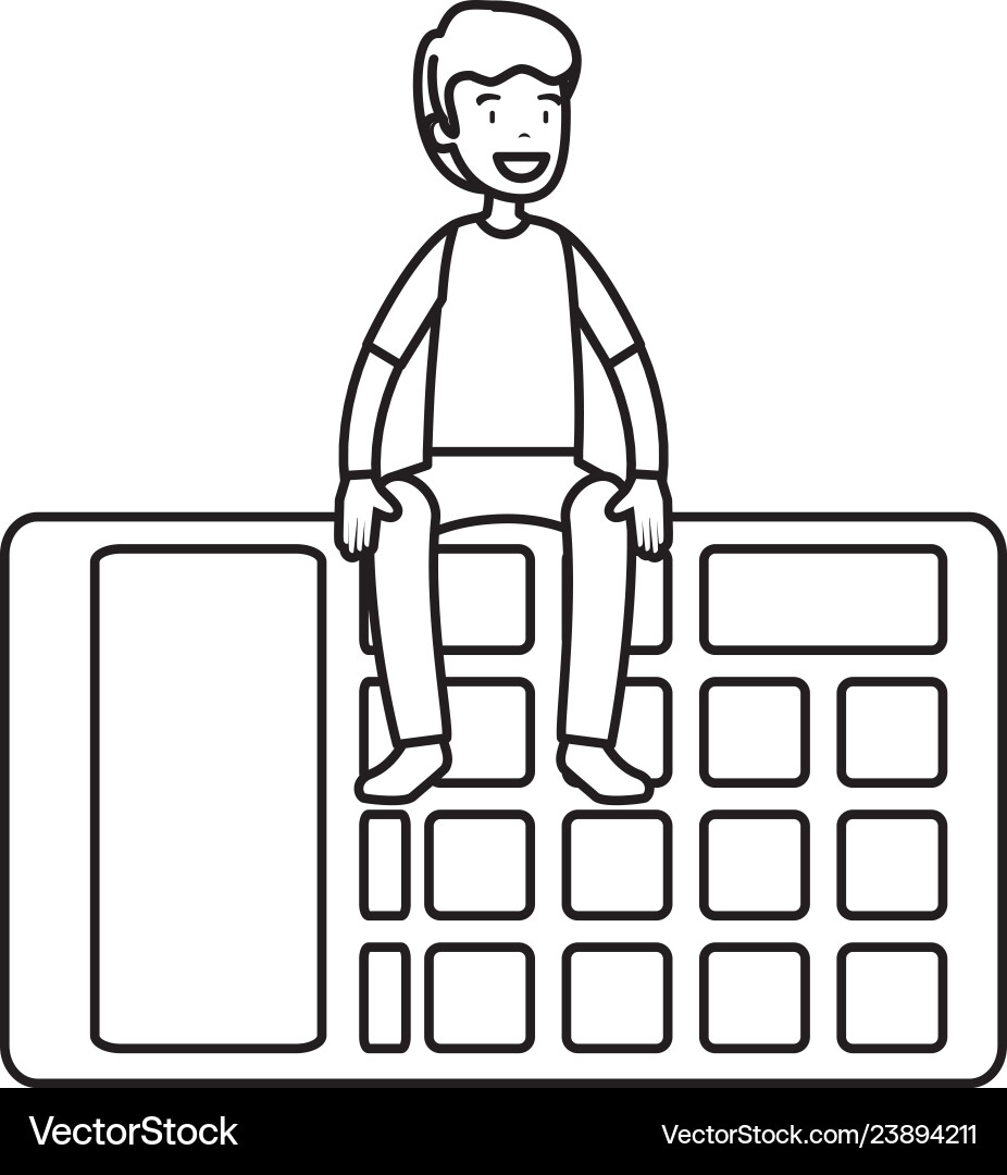 Man with calculator math Man with calculator math Vector Image