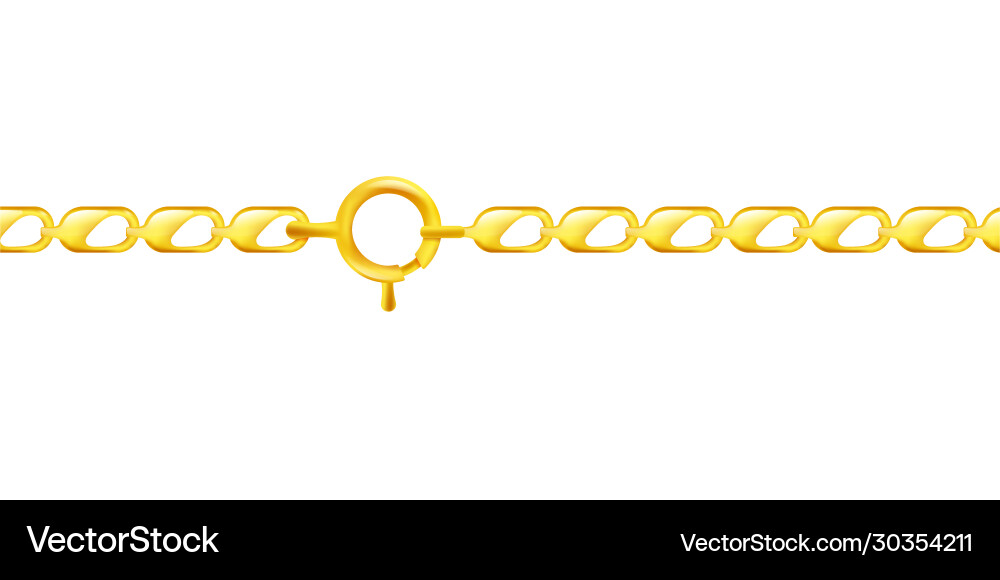 Mockup golden chain with lock realistic Vector Image