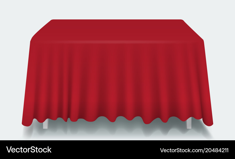 Red empty rectangular table with tablecloth vector image