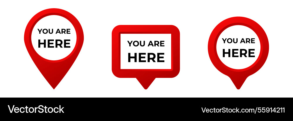 Red map pointers with you are here vector image