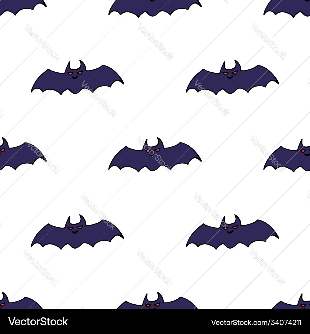 Seamless pattern with bat on white background Seamless pattern with bat on white background vector image
