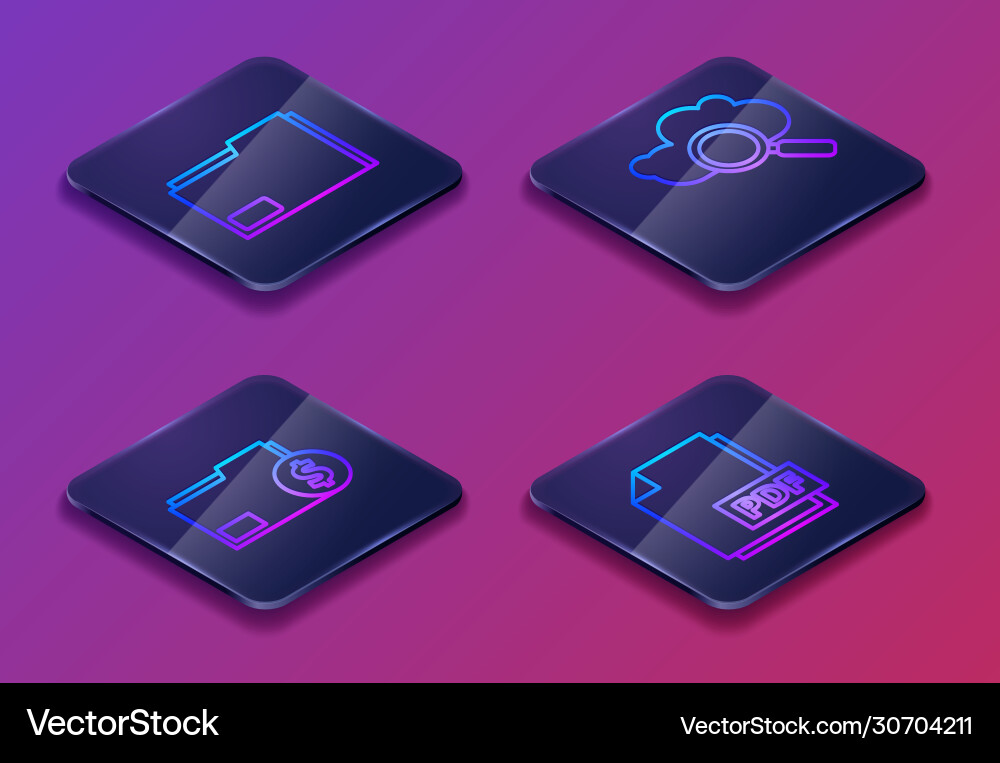 Set isometric line document folder finance Set isometric line document folder finance vector image