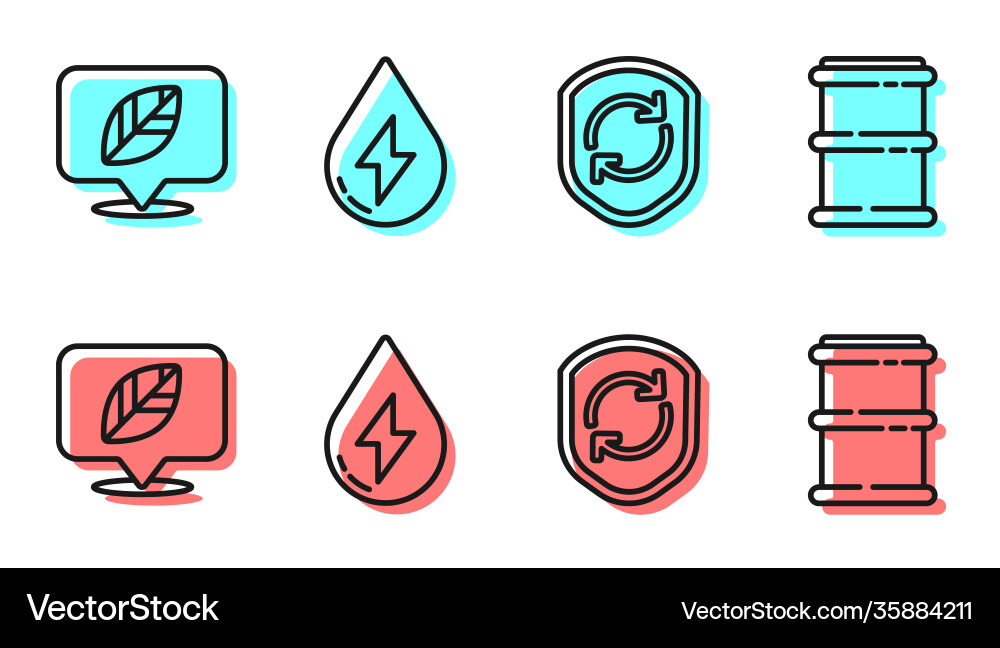 Set line recycle symbol inside shield location vector image