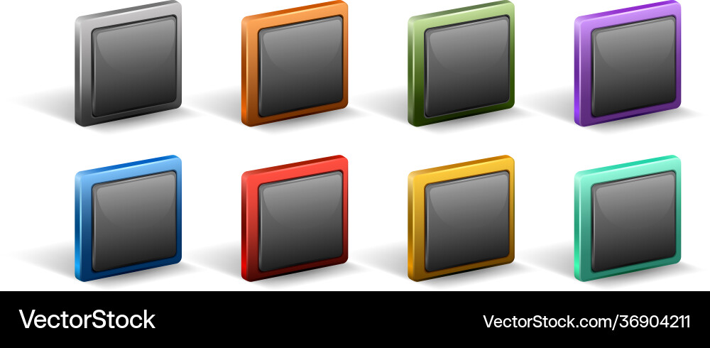 Set square button with metal frame isolated Set square button with metal frame isolated vector image