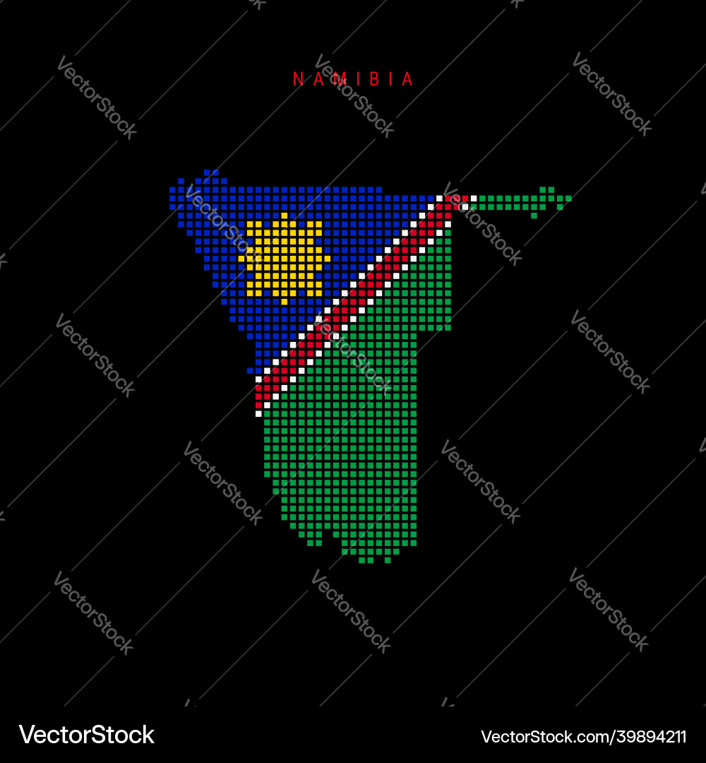 Square dots pattern map of namibia dotted pixel Square dots pattern map of namibia dotted pixel vector image