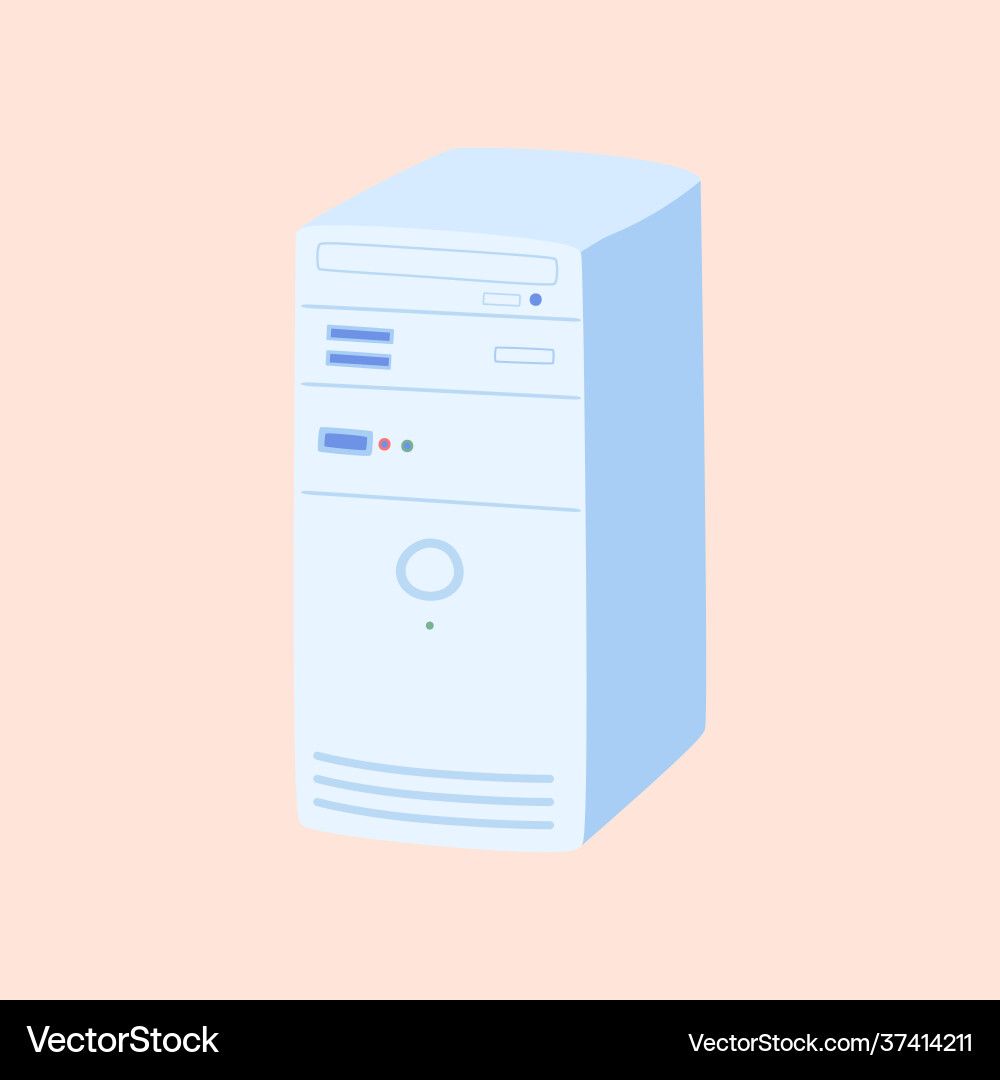 System unit computer 90s hand vector image