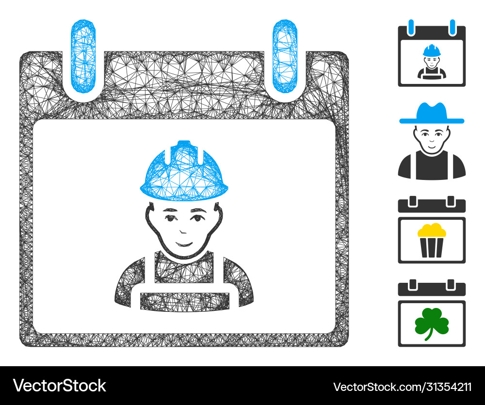 Worker calendar day web mesh Vector Image