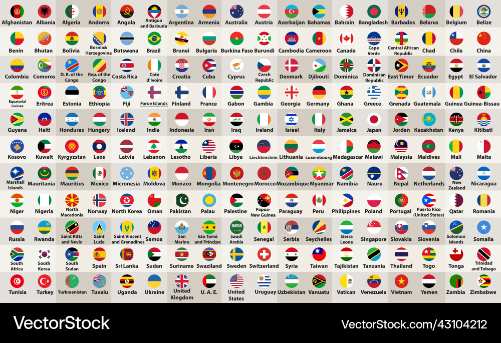 All flags of the world in circular form design All flags of the world in circular form design vector image