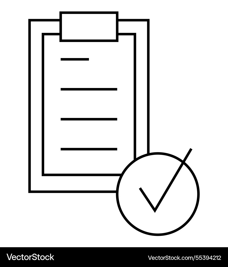 Checklist with large check mark symbolizing Checklist with large check mark symbolizing vector image