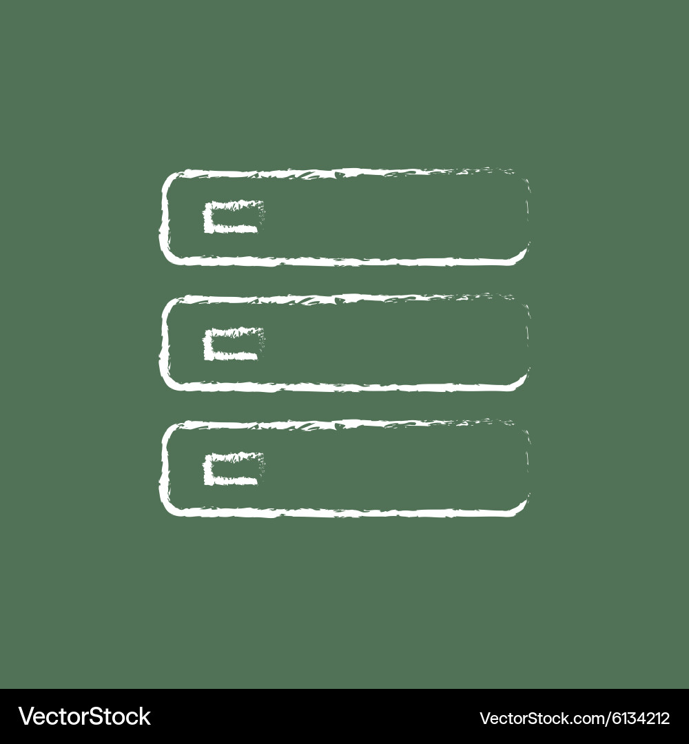 Computer server icon drawn in chalk vector image
