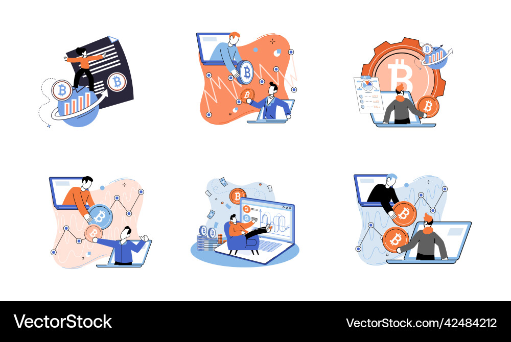 Cryptocurrency bitcoin mining metaphor blockchain vector image