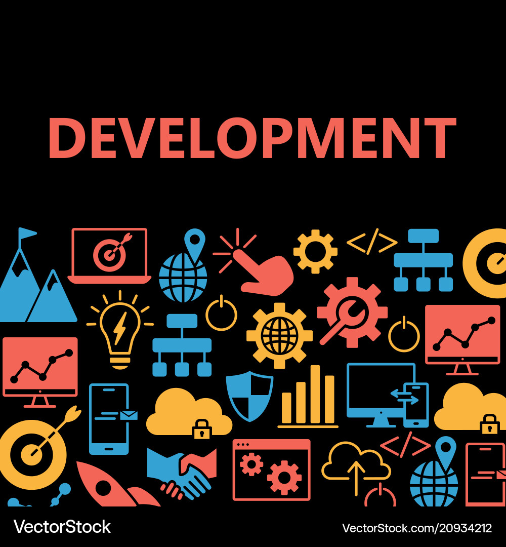 Development poster with icons set Development poster with icons set vector image