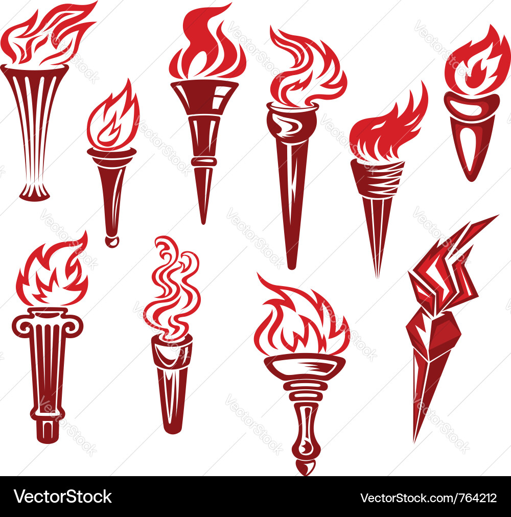 Flaming Torch Icons vector image