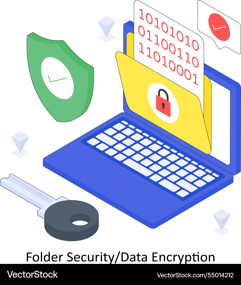 Folder security data encryption isometric colored vector image