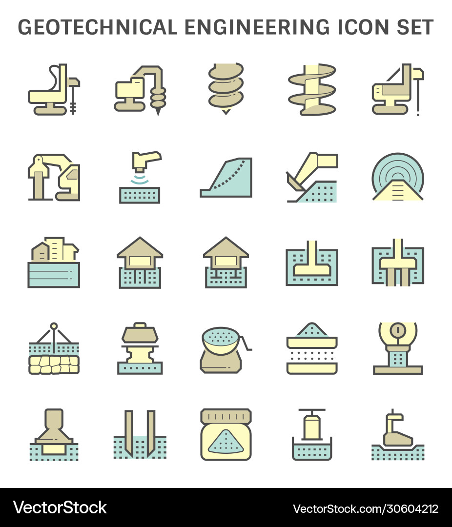 Geotechnical engineering and soil testing icon Geotechnical engineering and soil testing icon vector image