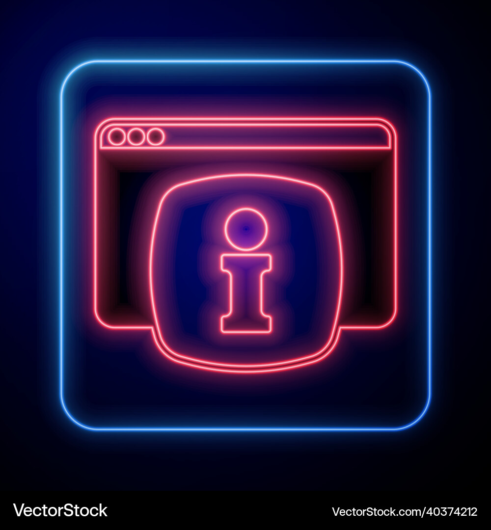 Glowing neon computer monitor with text faq Glowing neon computer monitor with text faq Vector Image
