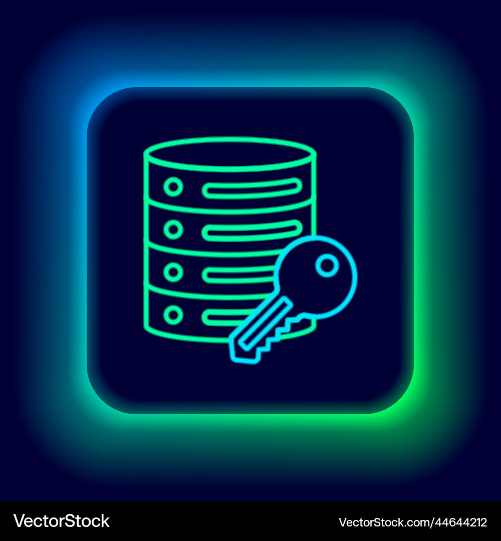 Glowing neon line server security with key icon Glowing neon line server security with key icon vector image