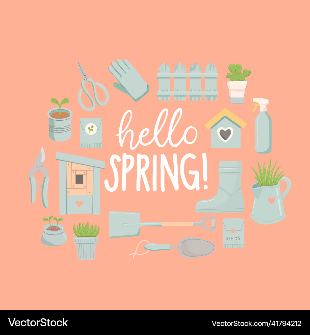 Hello spring set flat design Vector Image