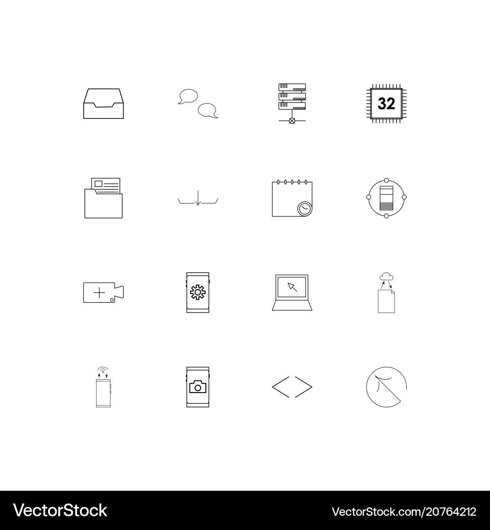 Internet technologies linear thin icons set vector image
