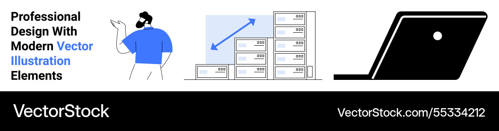 Man gesturing towards a stack of boxes indicating Vector Image