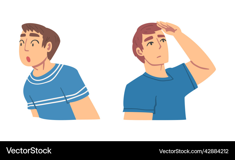 Man looking in different direction with face Man looking in different direction with face Vector Image