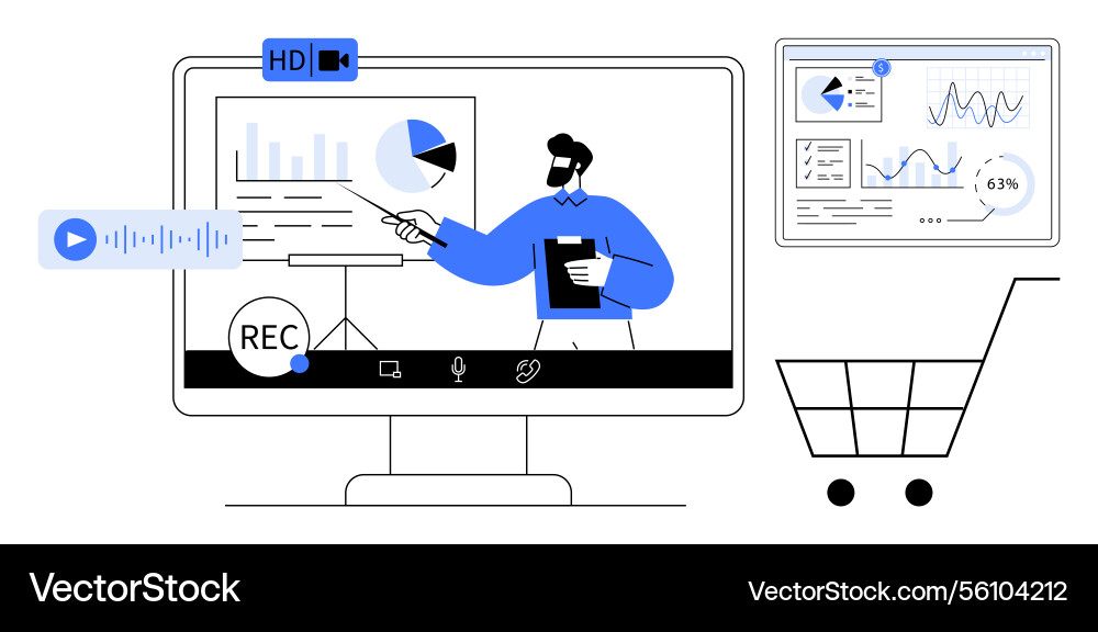 Online presentation with analytics data and e Online presentation with analytics data and e vector image