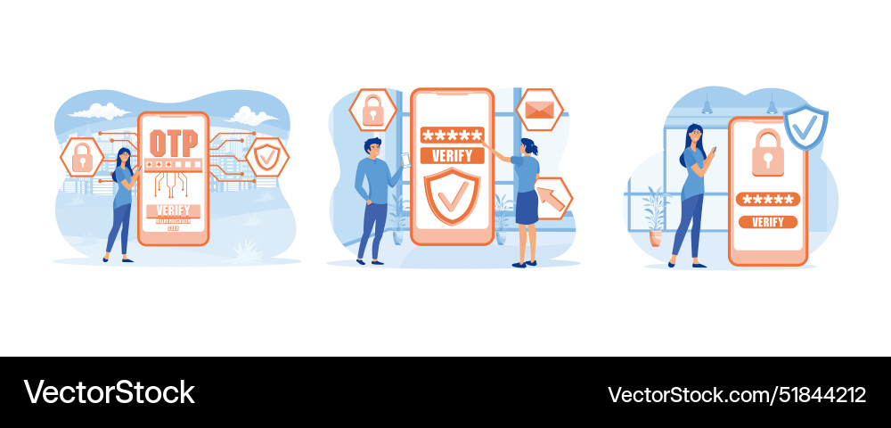 Otp one-time password for secure transaction vector image