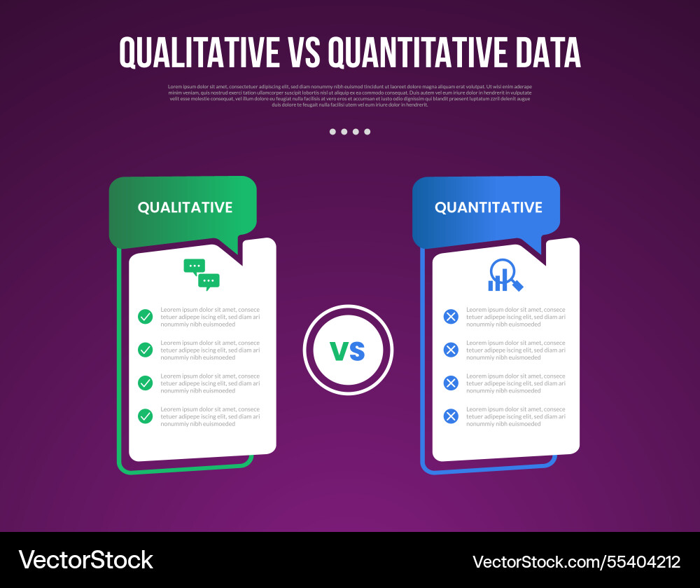 Qualitative vs quantitative data infographic Vector Image