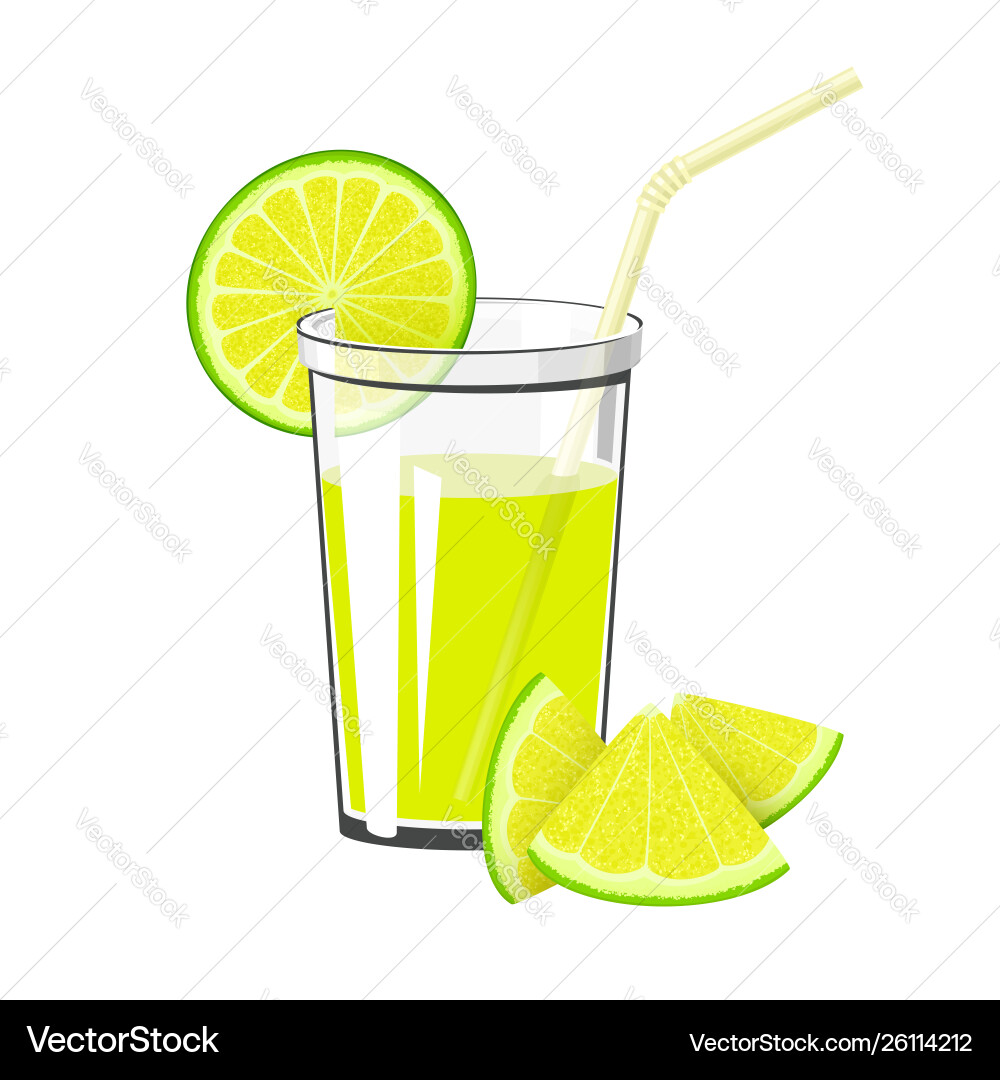 Refreshing Lime Juice with Lemon Slice vector image