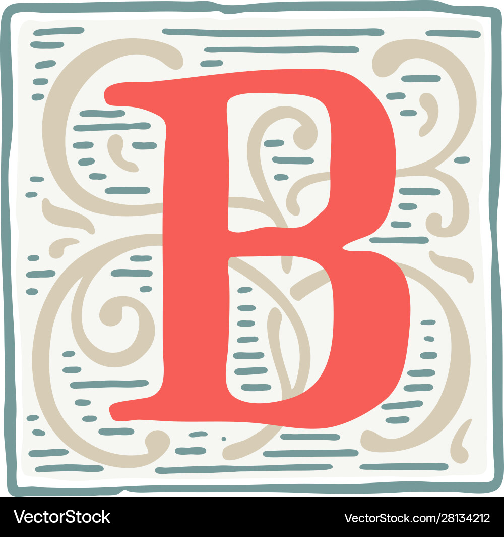 Renaissance b letter logo in classic vintage Renaissance b letter logo in classic vintage vector image