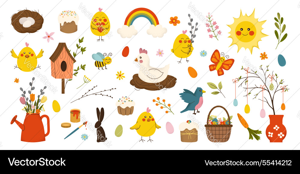 Set of design elements with textures for easter Set of design elements with textures for easter vector image